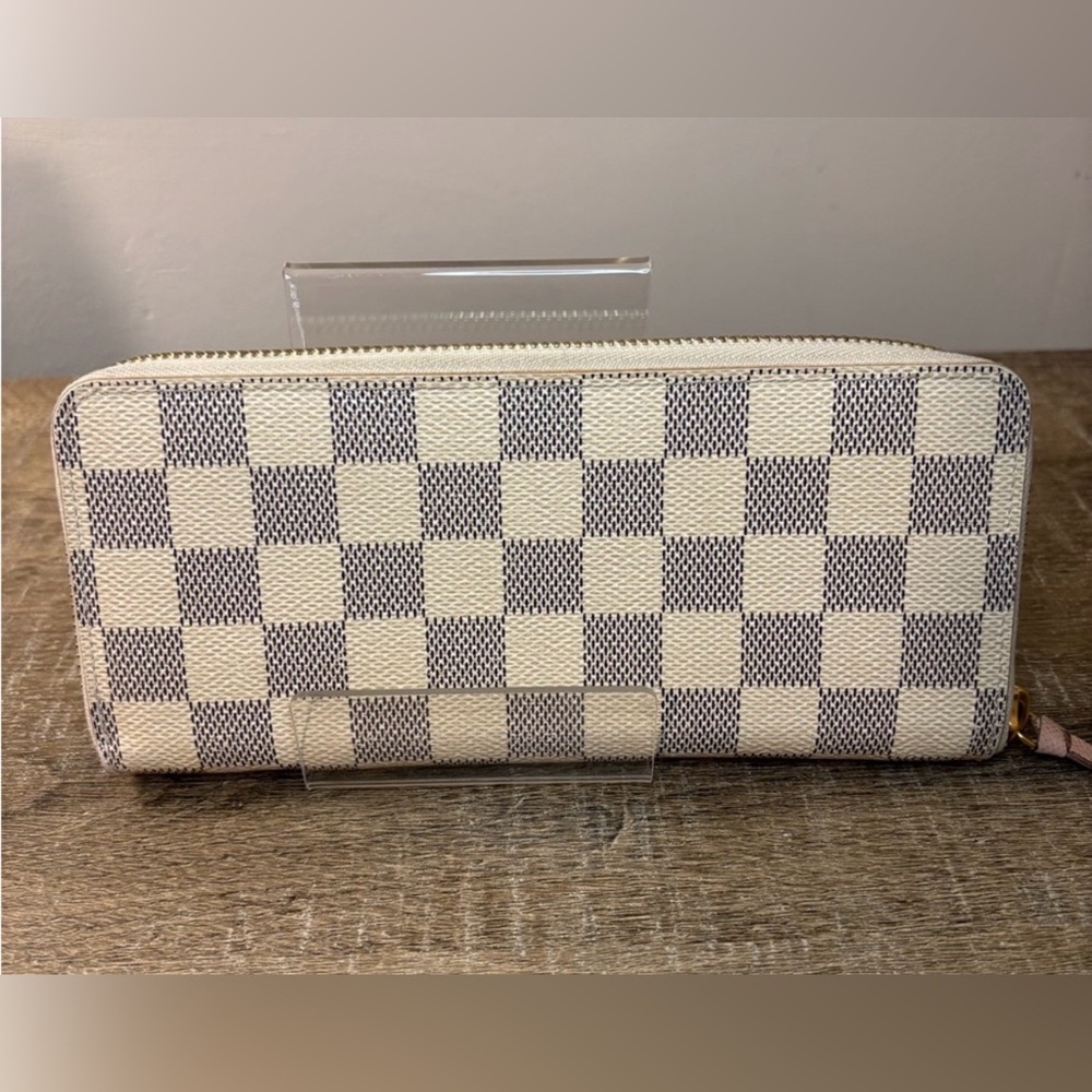 Louis Vuitton Clemence Damier Azur Wallet (Rose Ballerine Pink Interior)